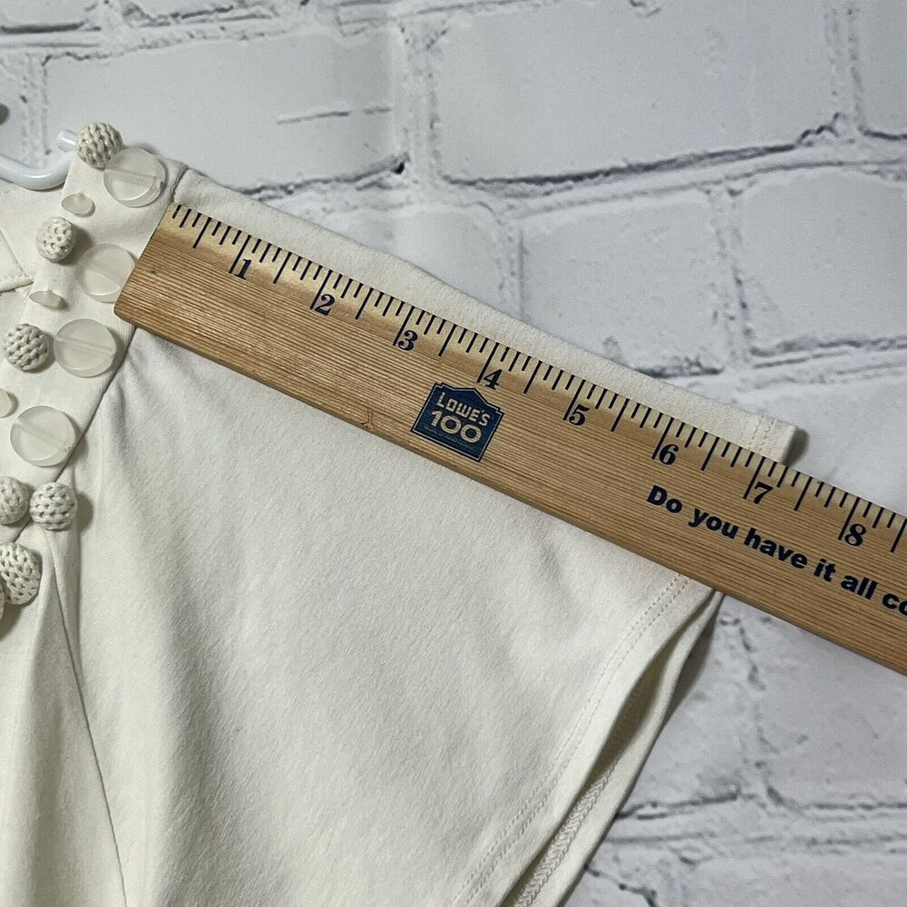 Josephine Chaus Short Sleeve Top Preppy Cream Cottagecore Ivory Size M Boho - Picture 10 of 12